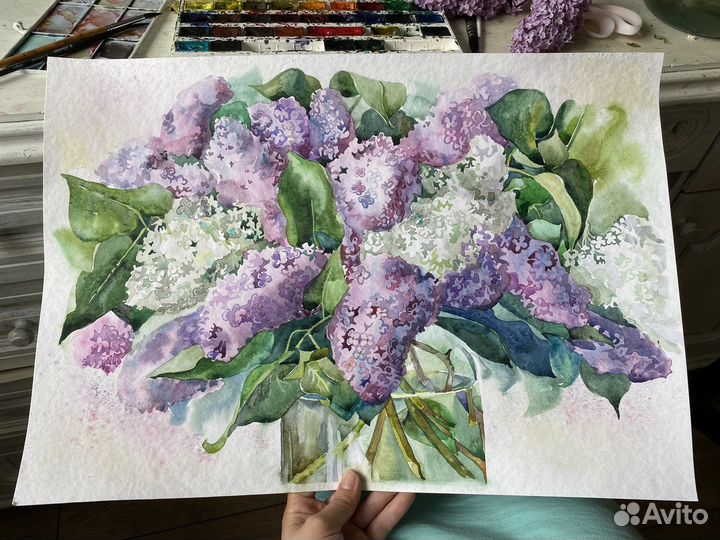 Сирень. Акварельные картины