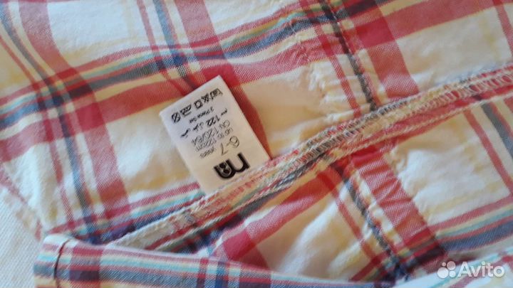 Рубашка для девочки в клетку 6-7 лет 116- 120 см