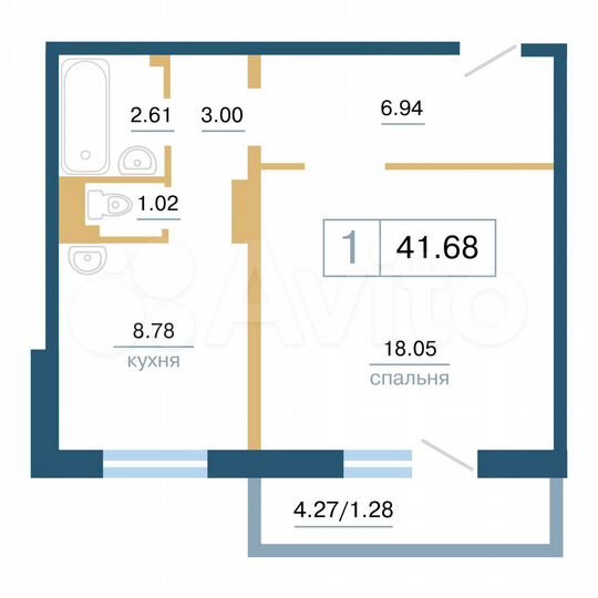 1-к. квартира, 41,7 м², 13/17 эт.