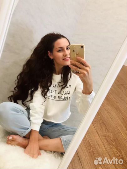 Накладной хвост каштановый кудрявый