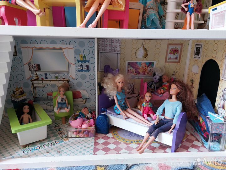 Кукольный домик для барби с мебелью