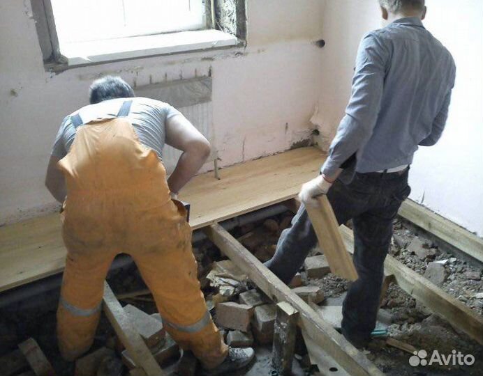 Демонтаж деревянного пола Стяжка пола