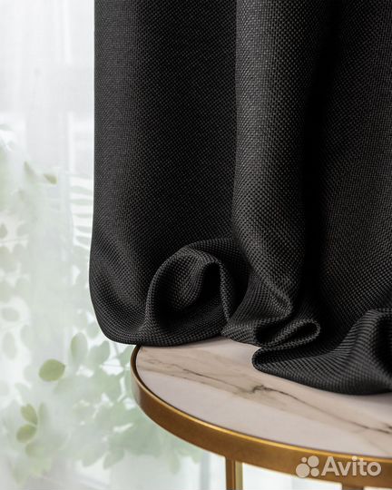 Шторы рогожка орфей черный новые на окна пошив