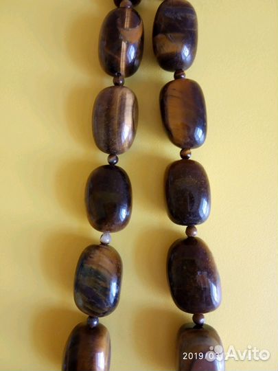 Бусы из натурального камня тигровый глаз. Новые. М