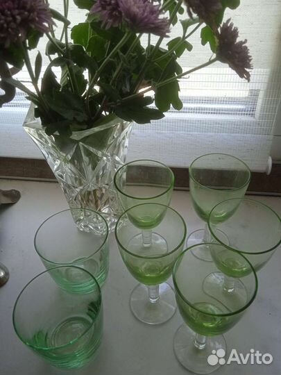 Рюмки фужеры СССР цветное зеленые карамель