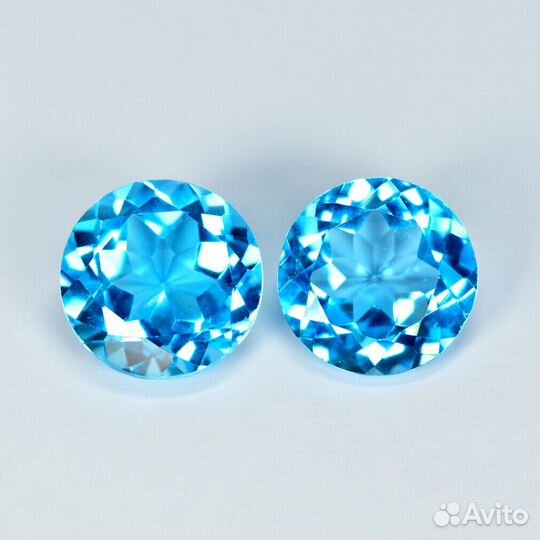Топаз натуральный 6,13Ct 2шт 9х9мм VVS Sky Blue