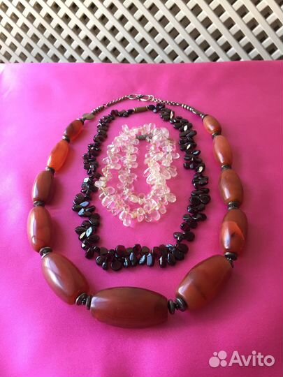 Винтаж Агат Гранат Кварц СССР Натуральные