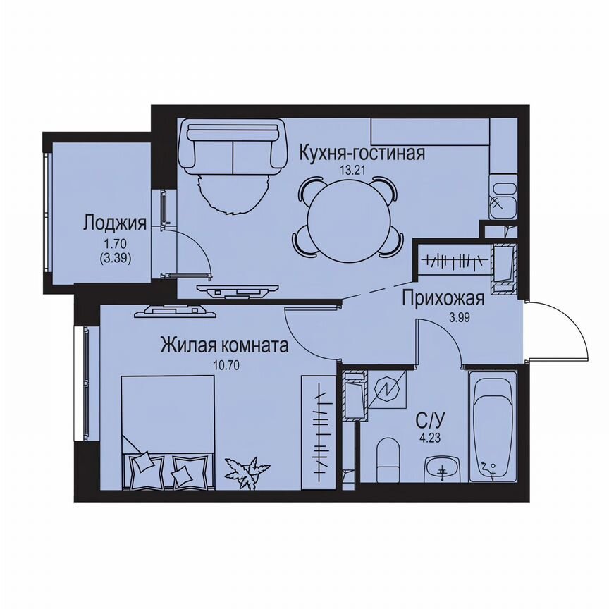 1-к. квартира, 33,8 м², 9/9 эт.