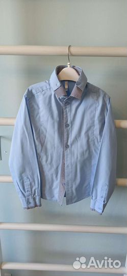 Рубашка на мальчика, голубая, рост 128