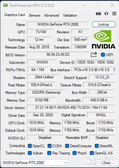 RTX 2080 Palit JetStream