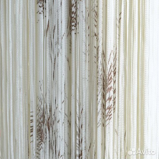 Кисея штора нитяная светлая с принтом «Веерник»