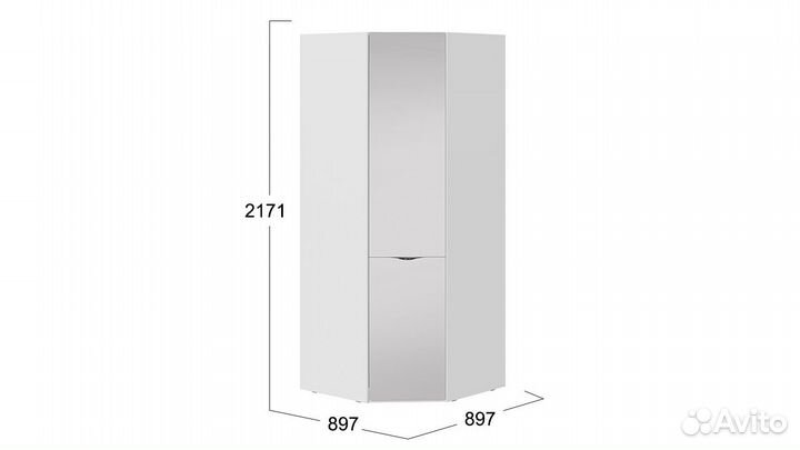 Шкаф угловой с зеркальной дверью 