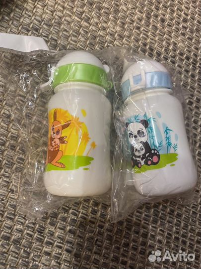 Бутылочки с трубочкой детские новые