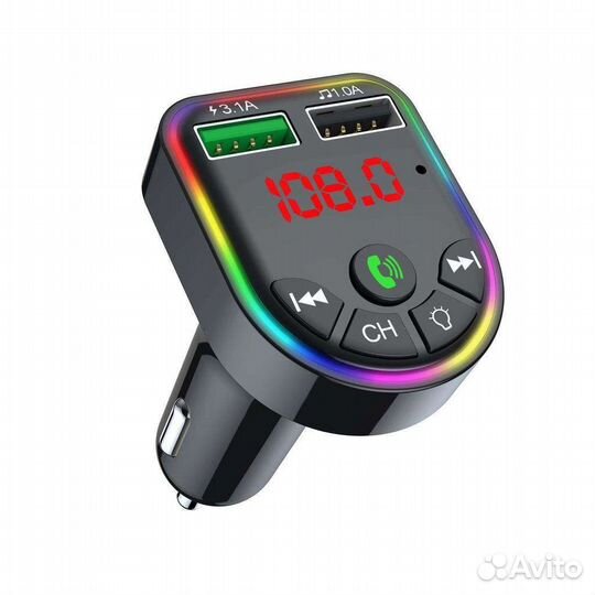 Fm трансмиттер c RGB и Bluetooth TDS TS-CAF16