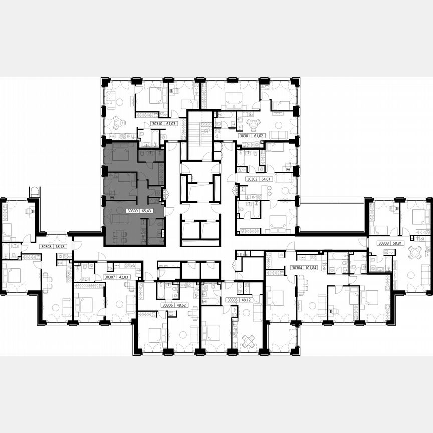 2-к. квартира, 65,4 м², 3/15 эт.