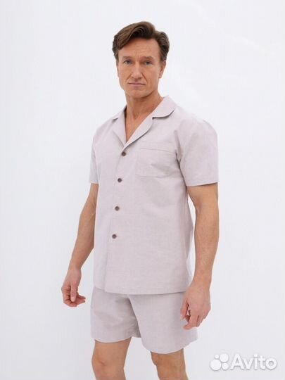 Мужской комплект из хлопка и льна