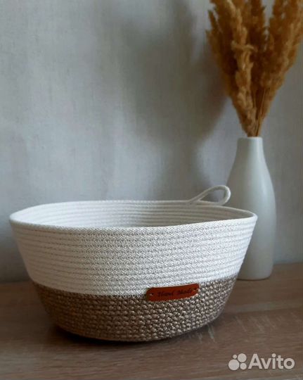 Корзина из джута и хлопкого шнура