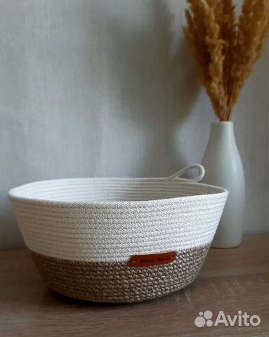 Корзина из джута и хлопкого шнура