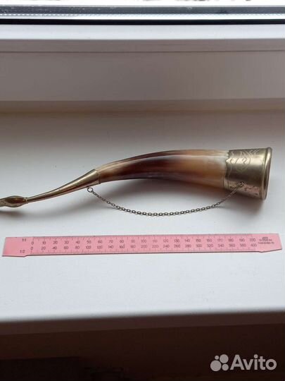 Сувенир из рога с мельхиором