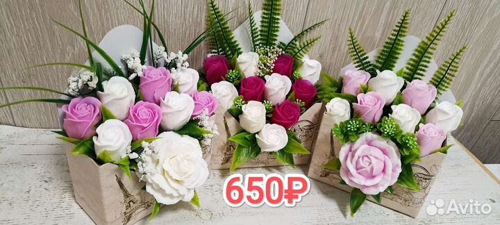 Букет из мыла - роза, тюльпаны