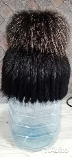 Шапка норковая вязаная женская