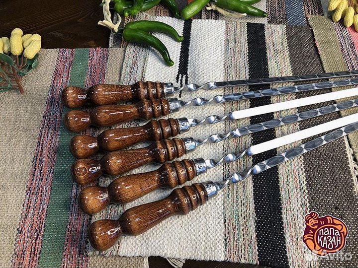 Шампур с дер. ручкой рз 60х12х3 мм