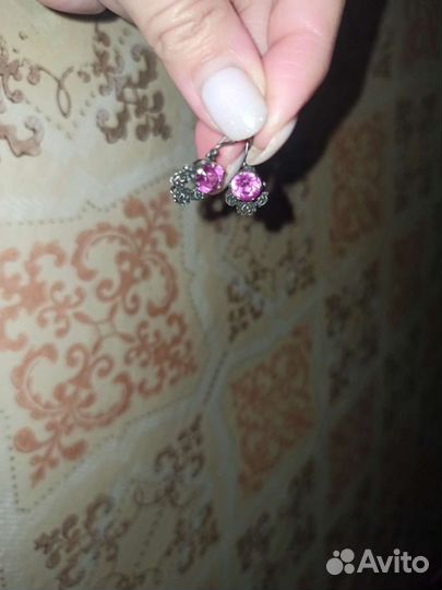 Серебряные серьги СССР винтаж 875 проба