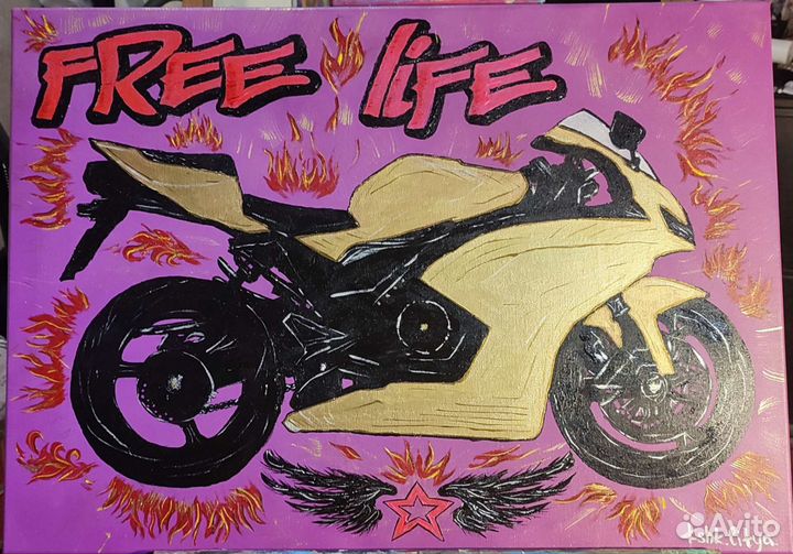 Картина акрил Мото поталь