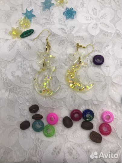 Серьги из эпоксидной смолы ручной работы