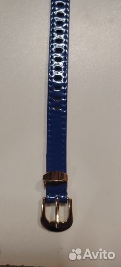Ремешок синий тонкий 105 см кожзам