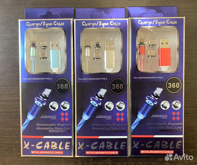 Зарядный, магнитный, светящийся кабель для зарядки