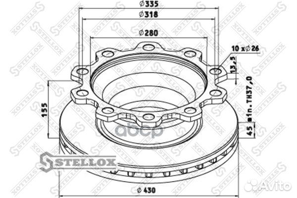 85-00705-SX диск тормозной 430/280x45/155 10n