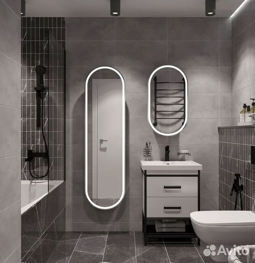 Зеркальный шкаф с подсветкой капсула