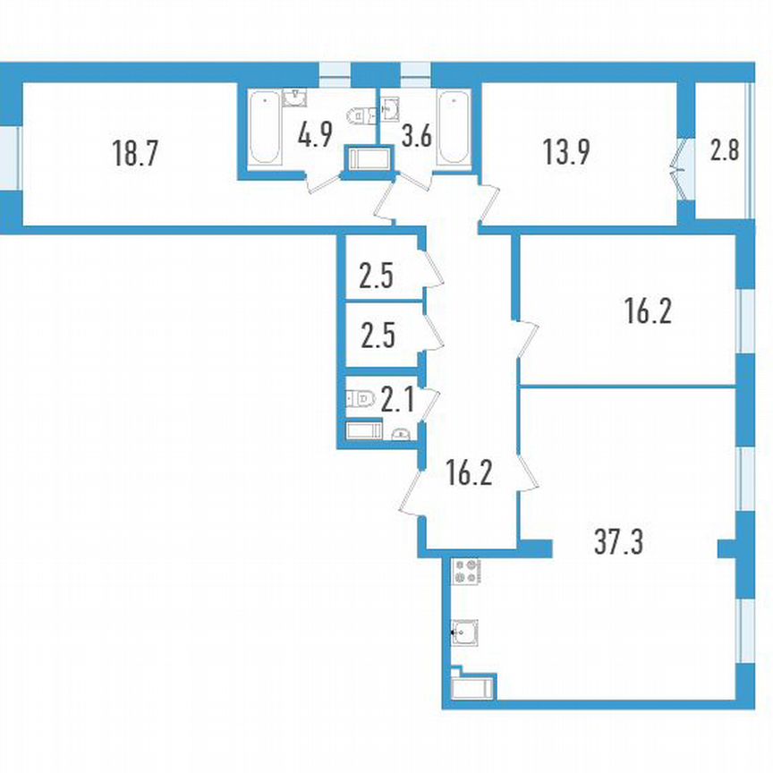 3-к. квартира, 119 м², 6/19 эт.