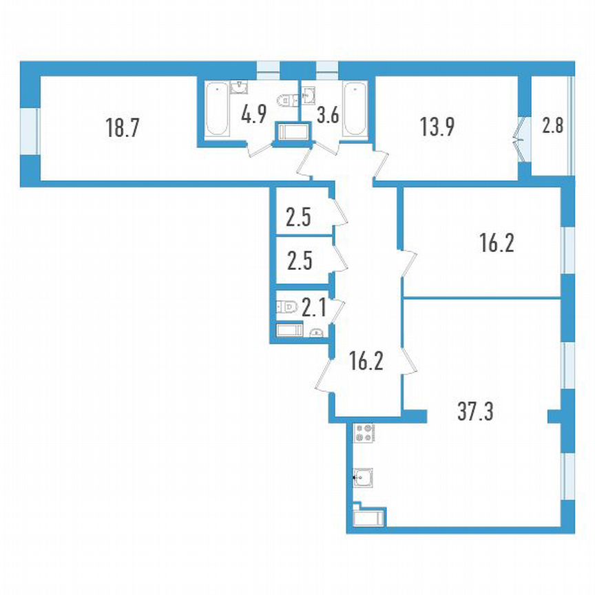 3-к. квартира, 119 м², 6/19 эт.