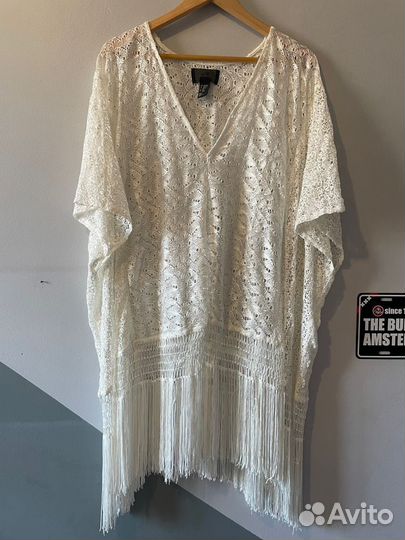 Кружевное пончо блуза туника H&M большого размера