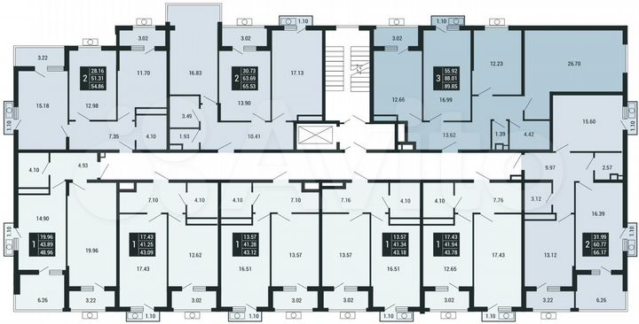 2-к. квартира, 65,5 м², 4/4 эт.