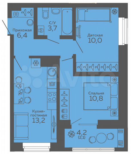 2-к. квартира, 46,2 м², 9/18 эт.