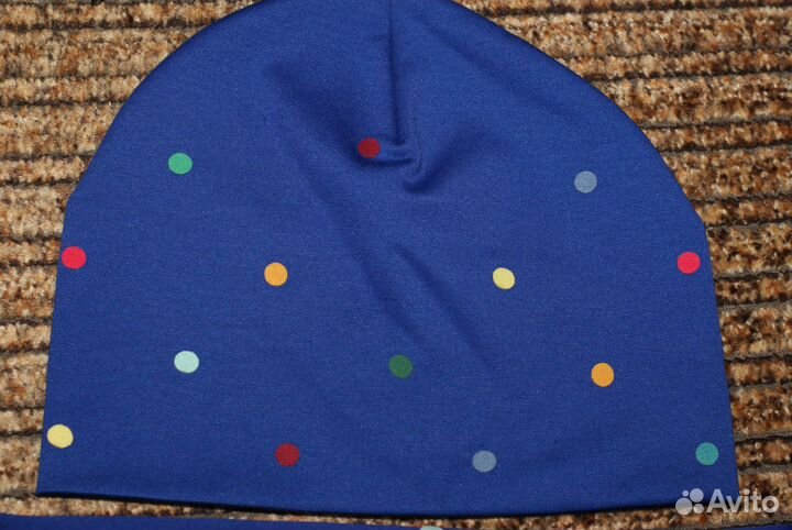 Новый комплект шапка+хомут на двочку 4х-12 лет