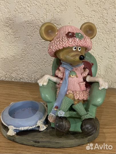 Декоративная фигурка мышь - подсвечник