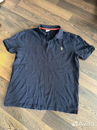 Футболка поло US polo оригинал, черная, XL