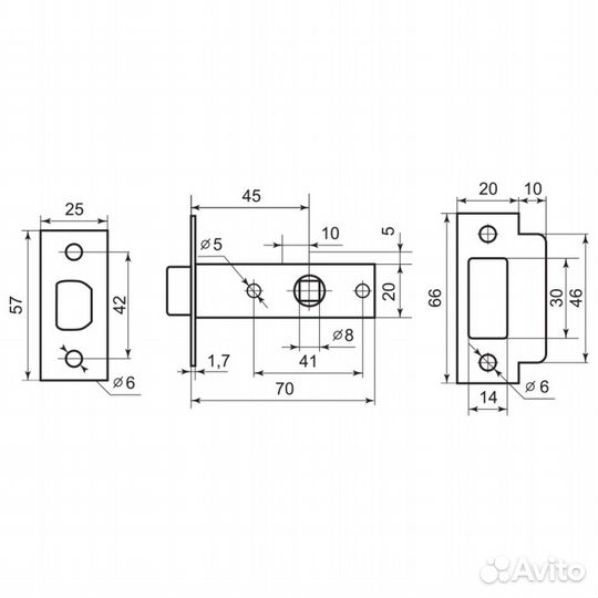 Защелка межкомнатная 100 PN (перламутровый никель)