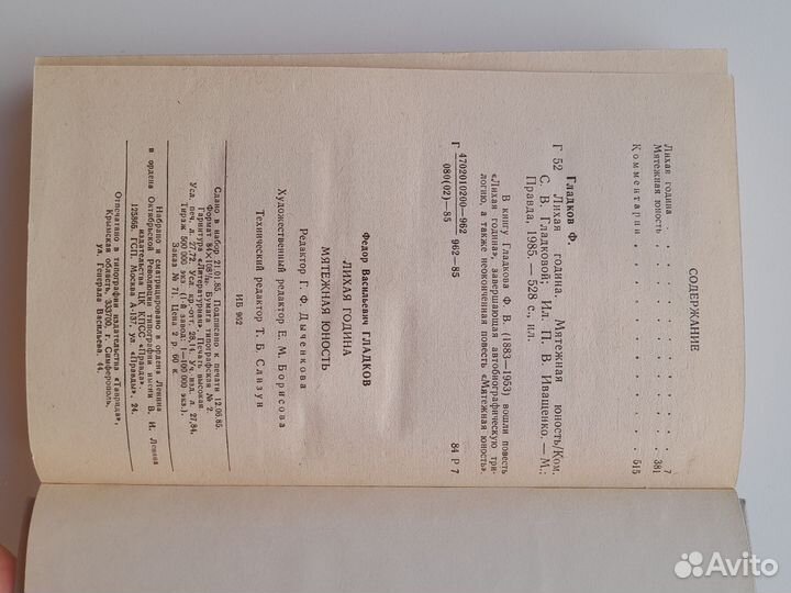 Фёдор Гладков Лихая година, Мятежная юность, 1985г