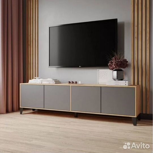 Тумба под тв 200 см крафт золотой/серый (Парус-11)