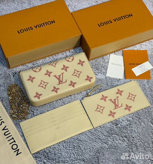 Клатч женский Louis Vuitton Felicie бежевый с рису