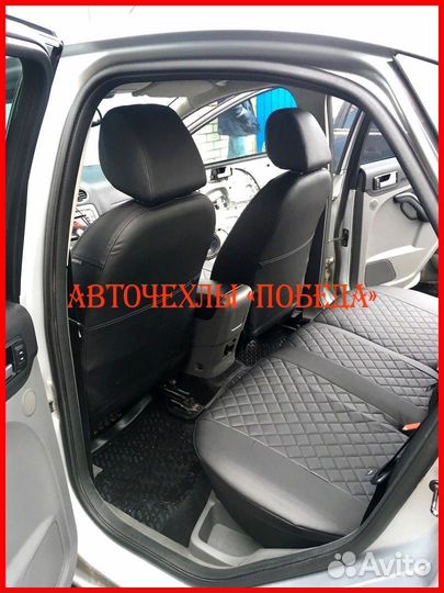 Чехлы Ford Focus 2 из экокожи чёрные Ромб