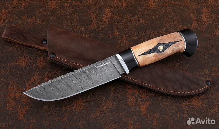 Нож Барракуда-2 сталь дамаск, рукоять черный граб