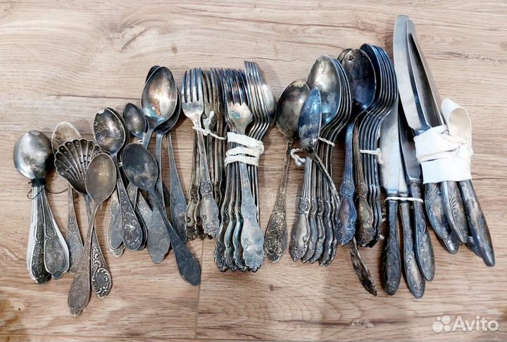 Набор столовых приборов мельхиор посерябренный