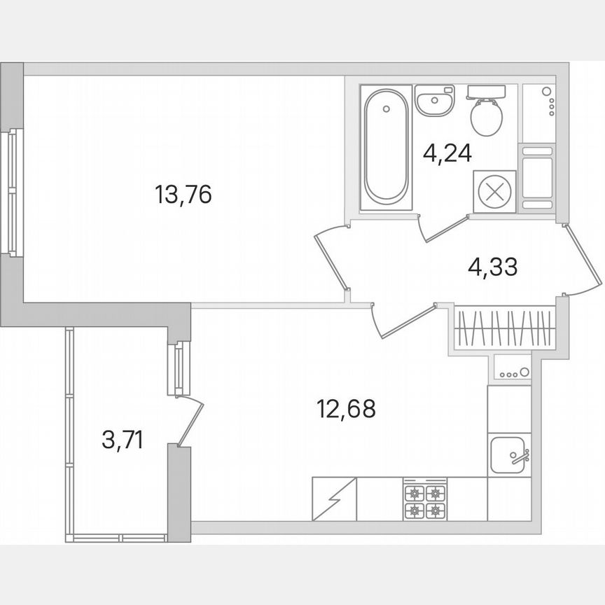 1-к. квартира, 36,9 м², 6/8 эт.