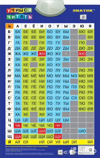 Учимся читать плакат электронный